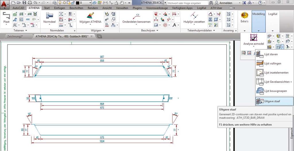 Daarna kent ATHENA alle hoeken, veldgrotes en profielrichtingen binnen het model. Zo ontstaat, in combinatie met eigen bouwgroepen, een hoge mate van automatisering.