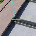 clip met een tik van een hamer in de richting van de strook; elke terrasplank extra één keer met een schroef op de onderbalk bevestigen; elke vijfde
