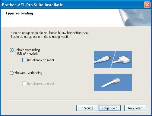 Het stuurprogramma en software installeren Windows 7 Wanneer het venster met de softwarelicentieovereenkomst voor Brother MFL-Pro Suite wordt geopend, klikt u op Ja als u akkoord gaat met de