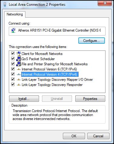 Een directe verbinding maken van uw computer met de projector* 1. Zet de DHCP-optie "Uit" aan op de projector. 2. Configureer IP-adres, Subnetmasker, Gateway en DNS op de projector ("Netwerk > LAN").
