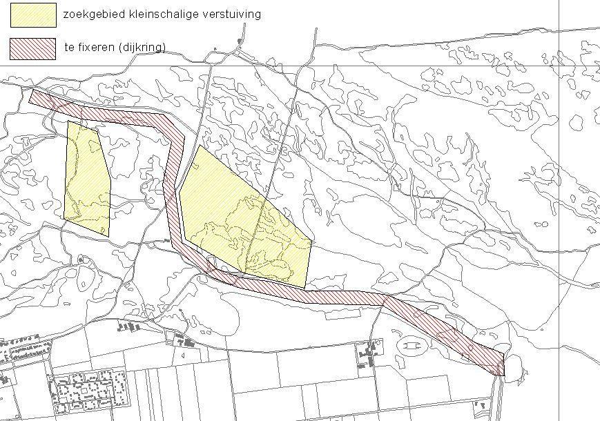 Plaggen, ter bevordering van verstuiving, zal plaats vinden op plaatsen waar voldoende zandvoorraad is en die gunstig liggen ten opzichte van de heersende windrichting.