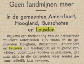 DATUM GEBEURTENIS RELEVANTIE Figuur 5. Het krantenbericht waarin stond dat er geen mijnen meer in de grond zaten. Bron: Het Utrechts Volksblad, 24 mei 1940.