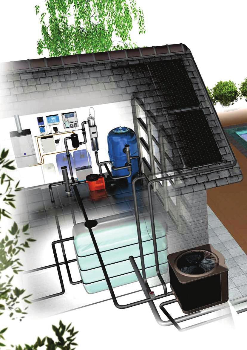 Desinfectie door UV-C is goed voor het milieu en bespaart chemicaliën Filteren met AFM en APF/NoPhos bespaart water, energie en chemicaliën Zonnecollectoren besparen op energieverbruik