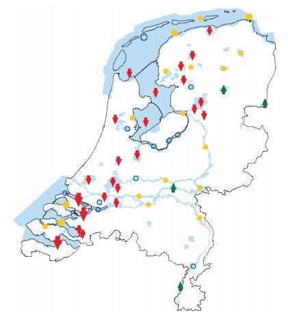 Figuur 3.3: Trends in jaarrondgemiddelde aantallen van Wilde eend in de verschillende monitoringsgebieden in Nederland in de periode 2003/04 t/m 2013/14 (bron: Van den Bremer et al., 2015).