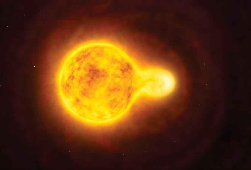 Grootste gele ster Gele hyperreus Astronomen hebben met de Very Large Telescope (VLT) ontdekt dat de ster HR 5171A een enorme ster is, een gele hyperreus: 1300 maal de diameter van de zon.