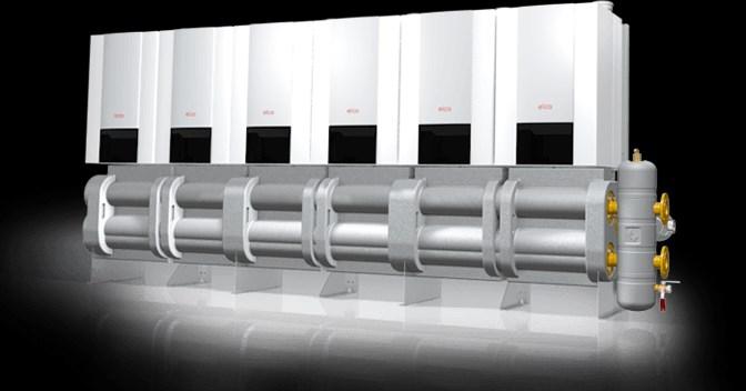 De opties zijn gedefinieerd in twee diameters, een en ander is afhankelijk van het opgesteld vermogen: DN65 tot 462 kw, DN100 voor grotere