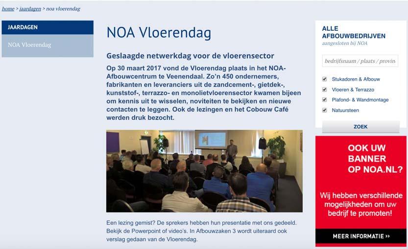 ONLINE ADVERTEREN ADVERTEREN BIJZONDER EVENEMENT Rondom de NOA Jaardagen of een ander evenement ontstaat er een piek aan bezoeken naar de pagina s van het betreffende evenement op onze website.