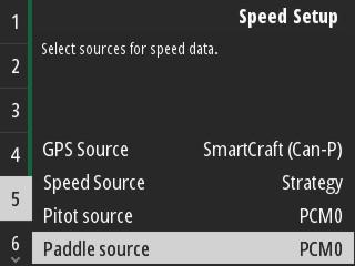 65294 Selectie motorpositie Selecteer de bronoptie Paddle (Schoep) en selecteer de PCM-motor om de gegevens