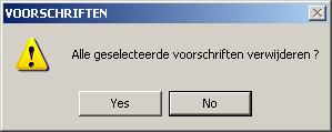 Verwijdering: geselecteerde voorschriften Aanvinken: je kan dan alle voorschriften gelijktijdig verwijderen.