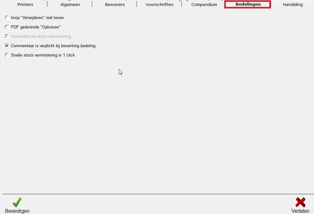 10.6 Bedelingen Knop verwijderen niet tonen Aanvinken: je kan men alleen de stock bijwerken en geen bestanden verwijderen.