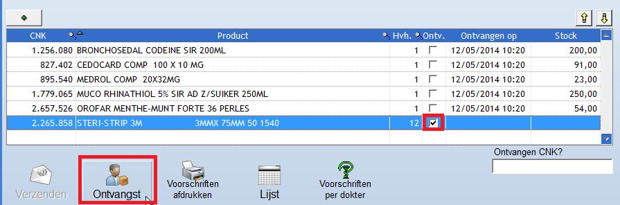 Ook in dit scherm kan je het logbestand per voorschrift bekijken, een lijst afdrukken met wat in bestelling is. Indien je alles op deze manier verwerkt hebt, zal ook dit scherm leeg zijn.