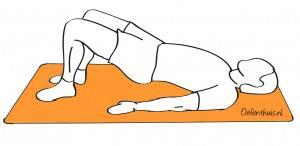 Oefening 8 Doel: de stabiliteit van de lage rug vergroten door te zorgen dat het bekken niet wegzakt en de juiste spieren aangespannen worden. 2.