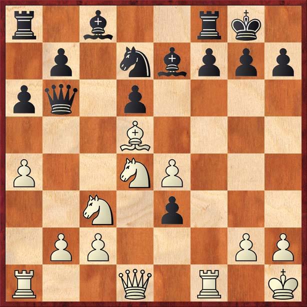 wendingen gecreeerd. Wit speelt Lxh5, gevolgd door Txd5, Txd5, Le4+, f3 en Lxd5. De tijdnood is voorbij, zwart heeft een stuk tegen twee pionnen en even later staat het zo. 15. Tf1xf7 Tf8xf7 16.