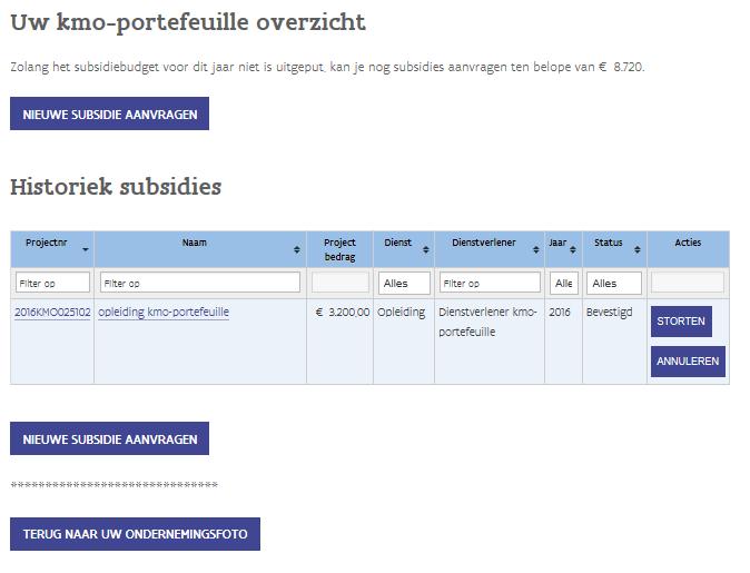 Jouw subsidie is nu aangevraagd.