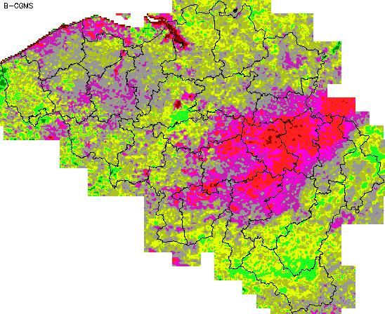 De temperatuursom vanaf 1 januari lag dit jaar globaal gezien hoger (+48 C) dan het gemiddelde van de laatste elf jaren. Vooral ten zuiden van Samber en Maas was de stijging significant te noemen.