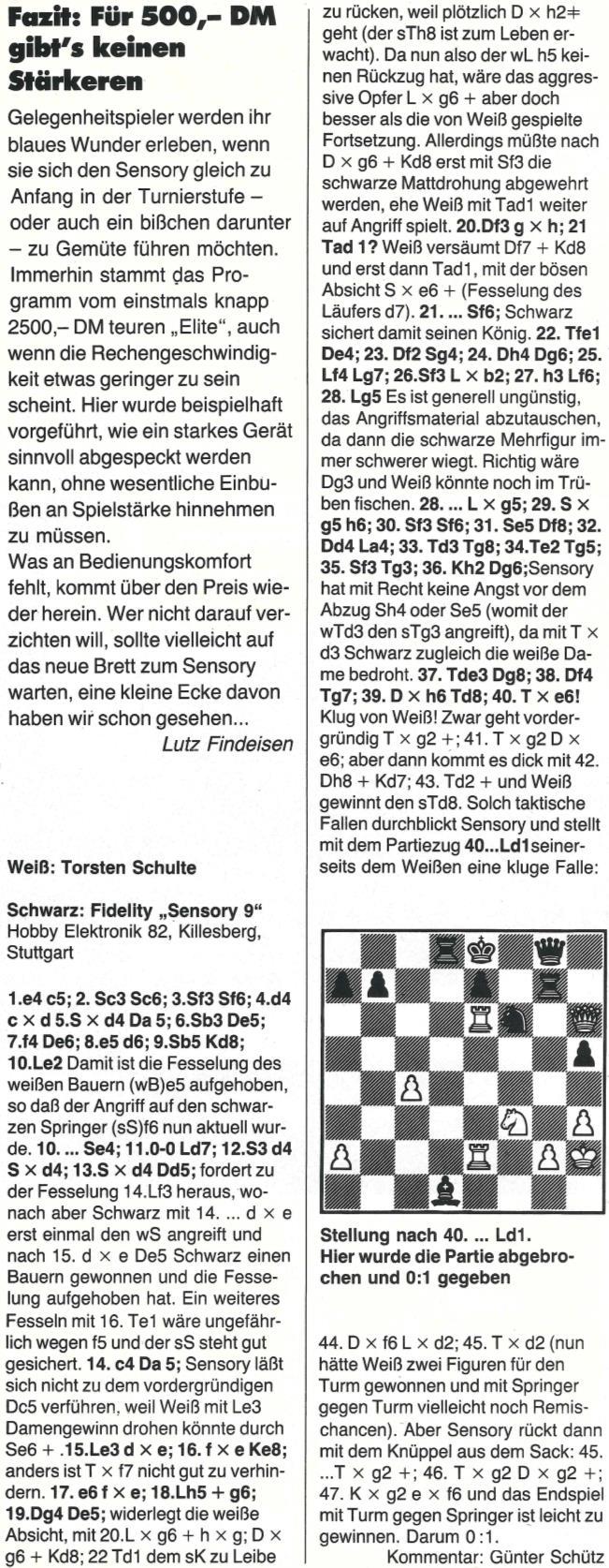 Lutz Findeisen: Wolf im Schafspelz Fidelity Sensory Chess Challenger 9 (Quelle: www.elo-web.