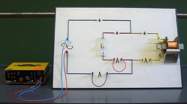 3. Vier kortere vragen. We bekijken het LC-circuit in onderstaande demoproef, waarbij de LC-kring gevoed wordt door een wisselspanningsbron.