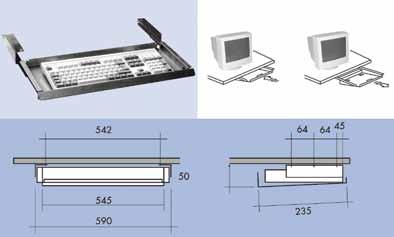 Uittrekladen voor toetsenbord Uittrekladen voor toetsenbord Uittrekladen voor toetsenbord Uittrekladen voor toetsenbord Uittreklade in metaal voor toetsenbord type CBERGO-TRAY300 - met opbergvakjes