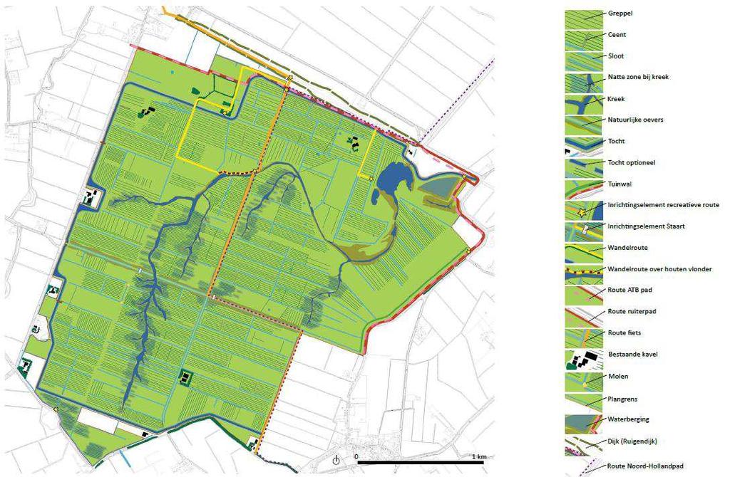1.2 Plangebied en toekomstige situatie Het plangebied (figuur 1) bestaat uit delen van de polder Waal en Burg, een open weidegebied dat zich centraal op Texel bevindt ten noorden van Den Burg.