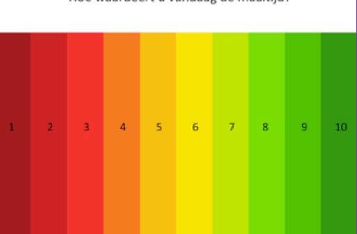 Het instrument voor bewoners bevat de domeinen van de Groninger Wellbeing Indicator: 1. eten en drinken 2. slapen en rusten 3. relaties en contacten 4. actief zijn 5. jezelf redden 6. jezelf zijn 7.