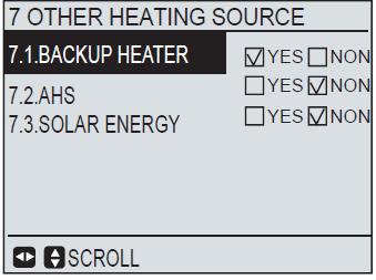 Bij de Spit systemen is de back upp heater direct in gebouwd Het is belangrijk om aan te geven of deze wel of niet beschikbaar moet zijn Warmwater boiler : Stel warmwater boiler in op interface