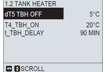 Verklaring afkorting: dt5 TBH off is het ingestelde temperatuur verschil als wanneer het elektrisch element niet meer hoeft (bij ) te verwarmen.