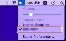 5 Klik op het pictogram voor de luidspreker rechts bovenaan het scherm en selecteer [] van [Output Device]. U kunt genieten van muziek enz. van uw computer.