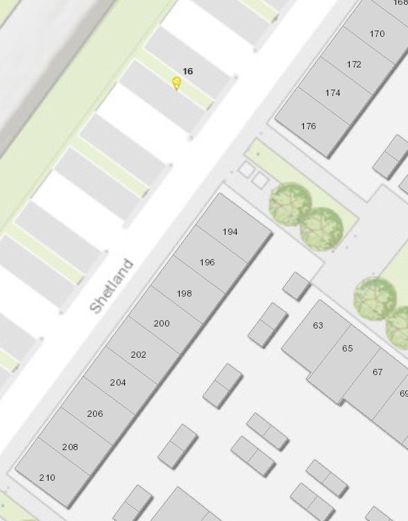 27. Shetland twee zuidelijk gelegen parkeervakken op het parkeerterrein ten noordwesten