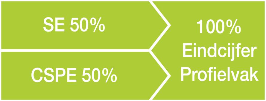 BEROEPSGERICHT PROGRAMMA 1 e cijfer Profielvak 50 % schoolexamen (= gemiddelde cijfer SE 1 t/m 5) 50 % CSPE (= landelijk