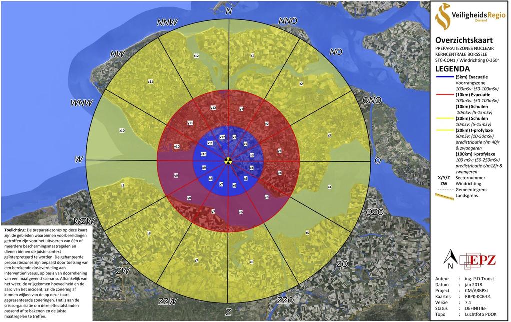 Figuur 21: Overzichtskaart preparatiezones kernenergiecentrale Borssele
