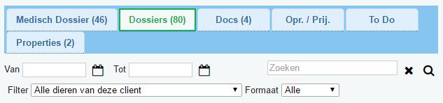 2.1.6. Overige icoontjes op het Medisch Dossier Boven aan het medisch dossier bevindt zich nog een aantal icoontjes om onder andere te wijzigen, te verwijderen of af te drukken.