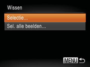 Beelden wissen Films U kunt beelden die u niet meer nodig hebt één voor één selecteren en wissen. Wees voorzichtig bij het wissen van beelden, want ze kunnen niet worden hersteld.