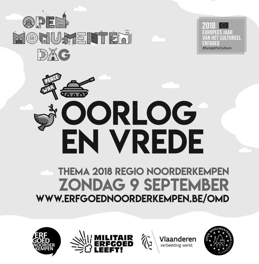 (CULTUUR >OPEN MONUMENTENDAG MERKSPLAS EN REGIO Op zondag 9 2018 is het de 30e editie van Open Monumentendag! Ook in de 11 gemeenten van Erfgoed Noorderkempen valt er vanalles te beleven.