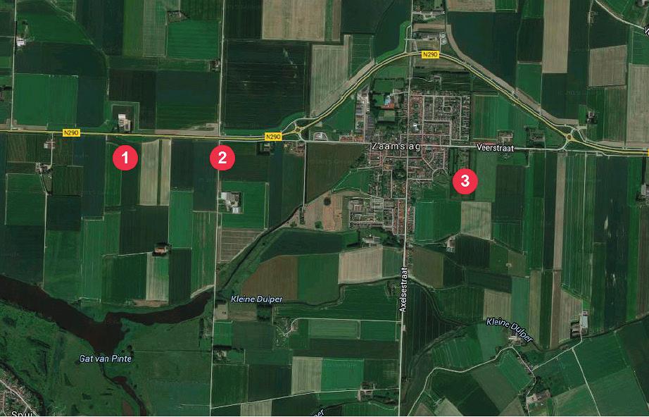 1.5 De twee onderzoeksterreinen De onderzochte aardewerkvondsten zijn afkomstig van twee terreinen in de gemeente Terneuzen rond het dorp Zaamslag. 1. Het terrein aan de Terneuzensestraat.