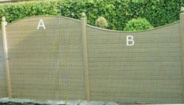 ECOFENCING TUINSCHERM sep/14 56 TOPPANEEL A = BOL / B = HOL Artikel Afmetingen Gewicht Kleur V.E. Prijs G883 180x30x5cm A beige 1 C005 180x30x5cm A bruin 1