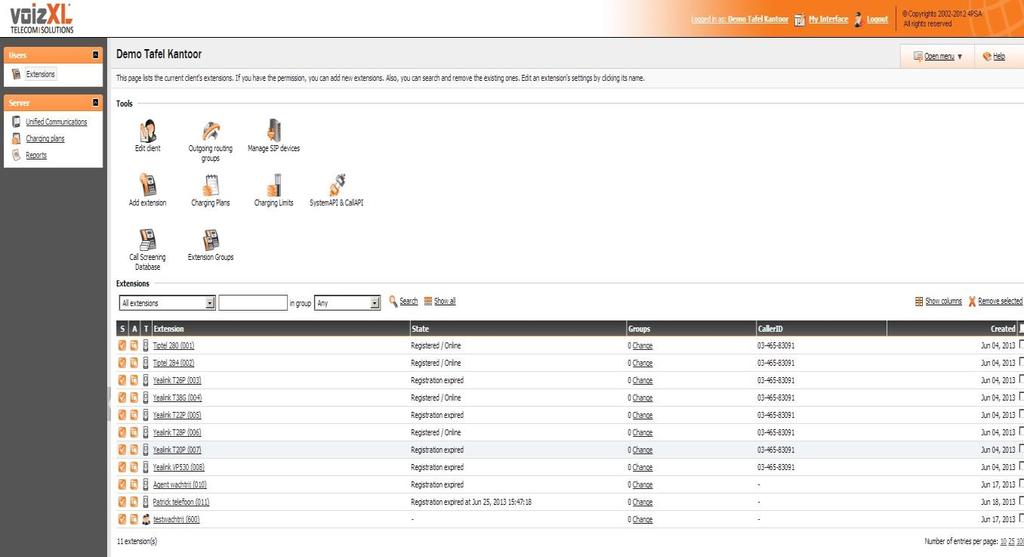 Web interface In de web interface van de telefooncentrale kunt u alle functionaliteiten zelf beheren. Als klant heeft u toegang tot uw gehele klantomgeving.