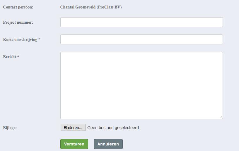 Hier kunt u uw bericht invullen. Om u zo goed en snel mogelijk te kunnen helpen, willen wij u vragen uw bericht zo duidelijk mogelijk te formuleren. U kunt eventueel ook een bijlage toevoegen. 5.
