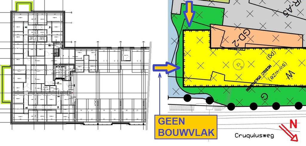 Zienswijze op aangevraagde omgevingsvergunning: Voor bouwproject de Slottuin zijn er twee bouwvergunningen verleend: omgevingsvergunning 264942 voor 62 woningen (28-5-2018) en omgevingsvergunning