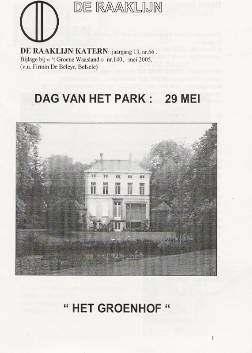 MEI 9e Vergadering van de dorpsraad. 10 e We krijgen het gedaan van Jan De schrijver dat we op de dag van het park het domein Groenhof mogen bezoeken op de dag van het park in mei.