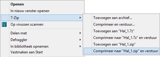 Klik met de rechtermuisknop op de modelmap: Model Hal_1 is opgeslagen in de map C:\TeklaStructuresModels. Het gezipte bestand Hal_1.