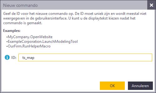 6. Pas nu de grootte en de vorm van het commando aan: Commando ts map We gaan nu het commando ts map toevoegen. 7. Sluit de Linteditor. 8.