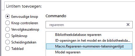 29. Zoek de macro Repareren-nummeren-tekeningenlijst door bijvoorbeeld op