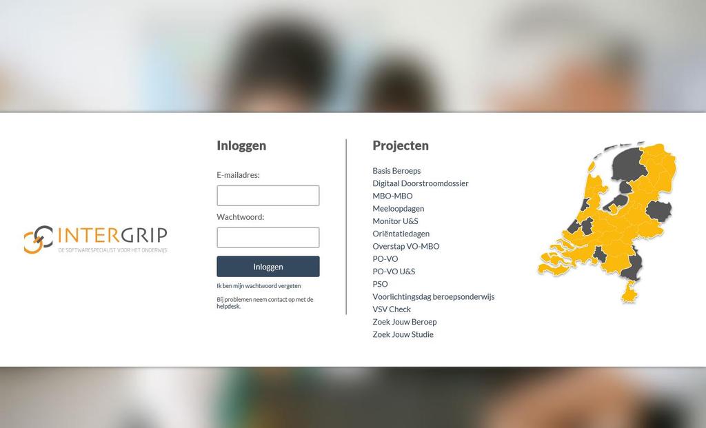 1. Inloggen Om in te loggen in Intergrip heeft u een e-mailadres en wachtwoord nodig. Deze heeft u ontvangen via de e-mail. In deze mail staat ook de link waar u naartoe kunt gaan om in te loggen.