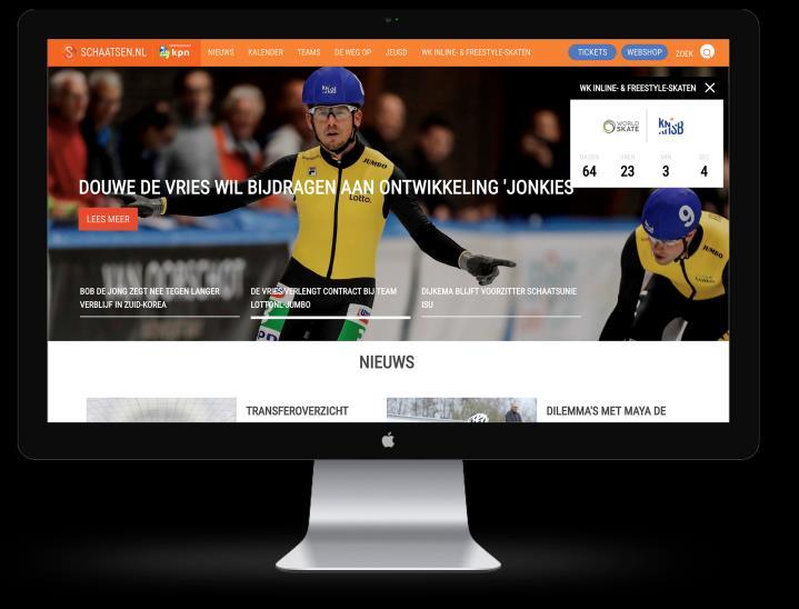 DIGITALE MEDIAKIT 2018/2019 OVER SCHAATSEN.NL Schaatsen.nl is een initiatief van de Koninklijke Nederlandsche Schaatsenrijders Bond (KNSB). Schaatsen.nl is hét platform voor alle schaatsliefhebbers.