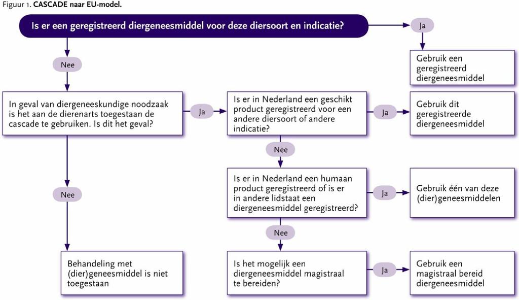 4 Bijlage 1 Cascade en administratieve verplichtingen Figuur 1: Cascade voor het gebruik van (dier)geneesmiddelen.