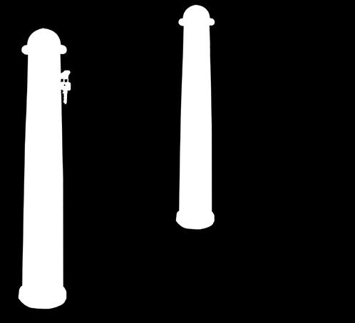 090* Stalen uitneembare conische afzetpaal model Bowler, van buis 133-90 mm met opgelaste bolkop, lengte 82 cm, sluiting via verschillend sluitende europrofielcilinder, met bodemhuls en aangegoten