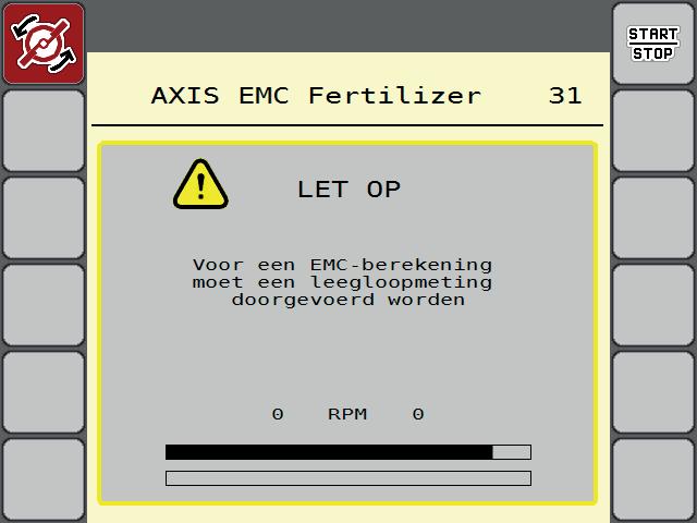 5 Strooibedrijf met de machinebesturing AXIS-H ISOBUS Stroomfactor terugzetten Als de stroomfactor onder de minimumwaarde (0,4 resp. 0,2) gedaald is, verschijnt het alarm nr. 3.