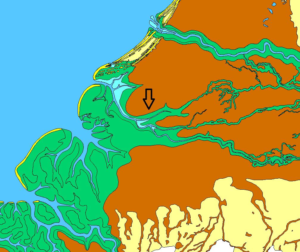 tussen 18,40 en 19,20 meter uit fijn zand en tussen 19,20 en 19,60 meter uit klei. Tussen 19,60 en 19,80 meter ligt de Formatie van Nieuwkoop, Basisveen Laag, die bestaat uit veen.