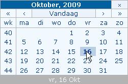 De begin- en einddatum kunnen we instellen door via het kalendericoon een datum te selecteren.