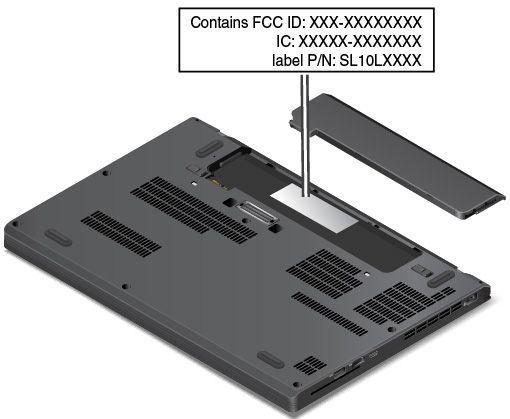 De informatie op dit label verschilt naar gelang van de draadloze modules die bij de computer zijn geleverd: Voor een vooraf geïnstalleerde draadloze module wordt op dit label het feitelijke FCC ID-